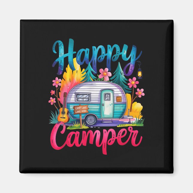 Imán Feliz campista divertido ropa de camping remolque  (Frente)