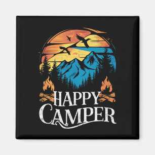Imán Feliz Campista Retro Vintage Equipo de Camping a J