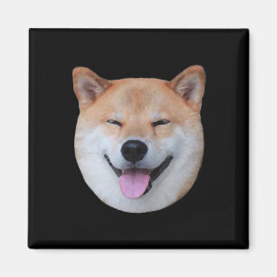 Imán Feliz cara shiba-inu Regalo de perro sonriente