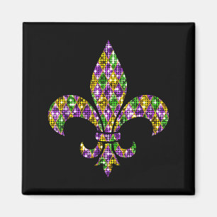 Imán Feliz Carnaval de Mardi Gras Nueva Orleans Fleur D