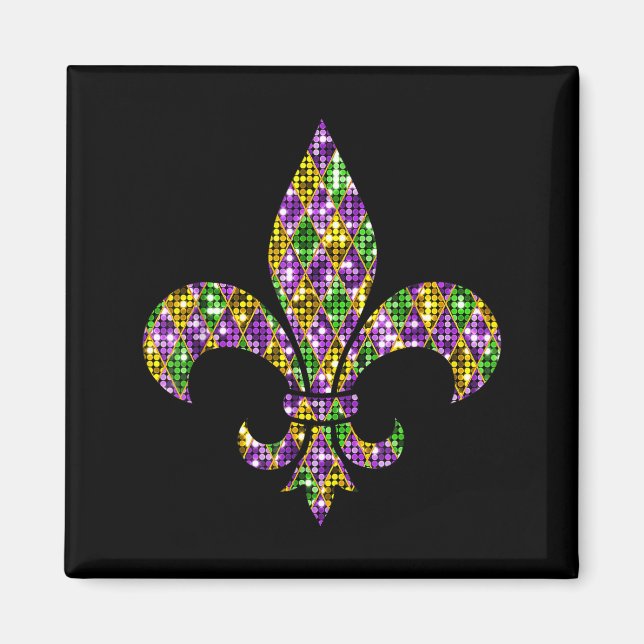 Imán Feliz Carnaval de Mardi Gras Nueva Orleans Fleur D (Frente)