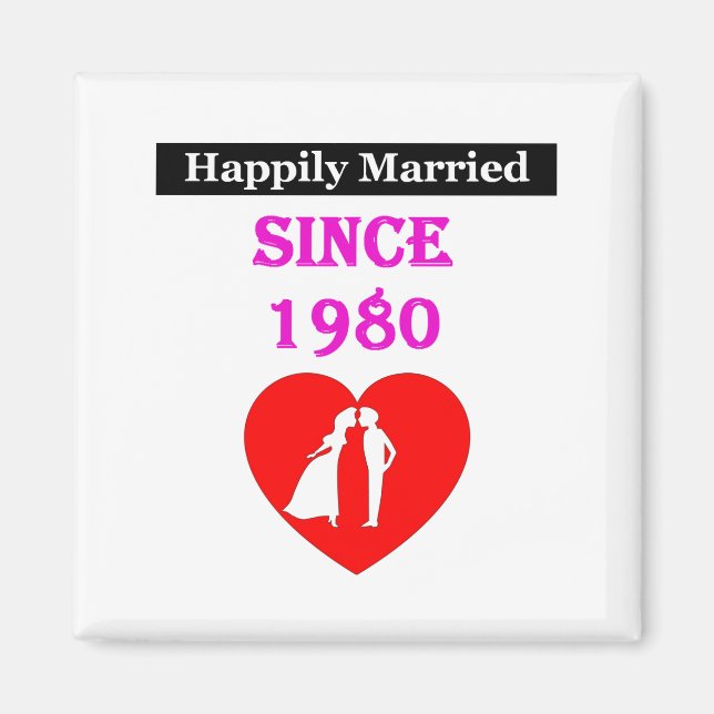 Imán Feliz Casamiento Desde 1980 (Frente)