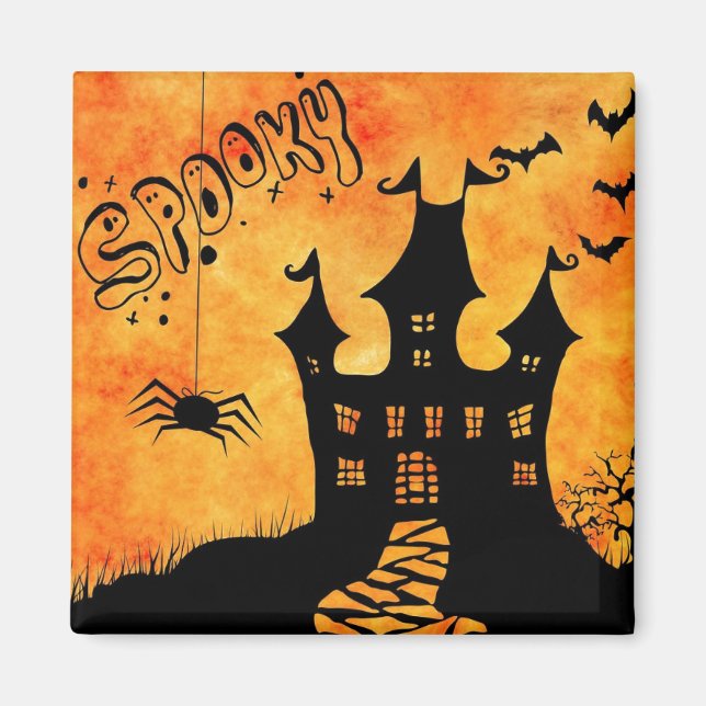 Imán Feliz Castillo de Halloween Spooky (Frente)