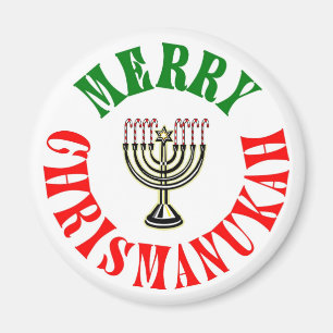 Imán Feliz Chrismanukah- Menorá de Navidad y Janucá