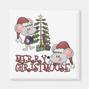 Imán Feliz Christmouse con el árbol