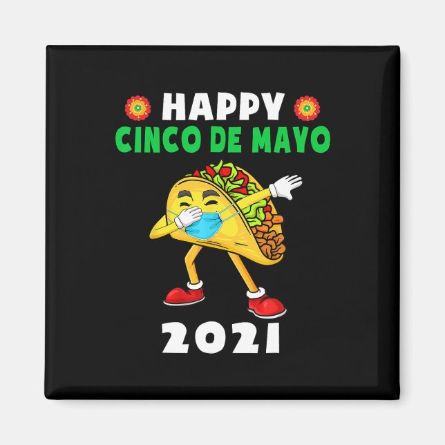 Imán Feliz Cinco De Mayo Cute Taco Con Máscara Para (Frente)