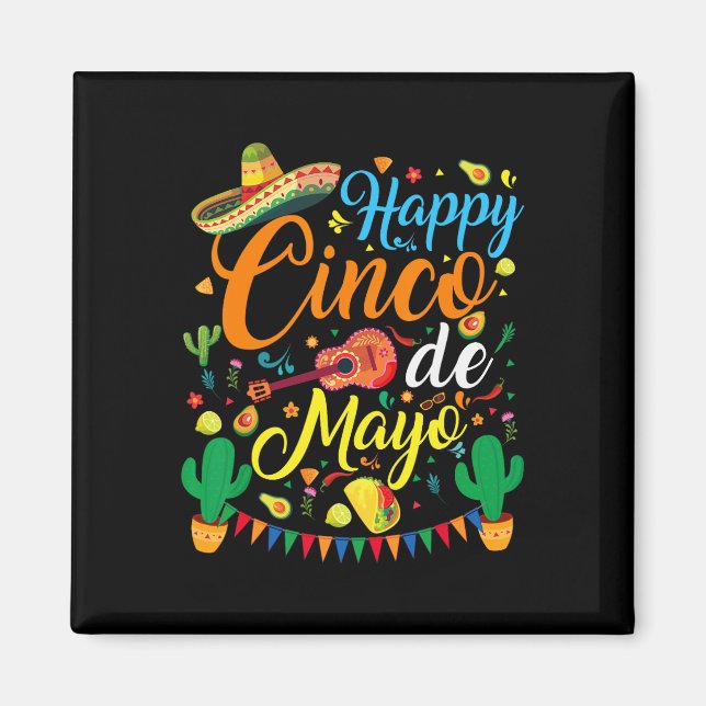 Imán Feliz Cinco De Mayo Fiesta Fiesta Mexicano 5 De Ma (Frente)