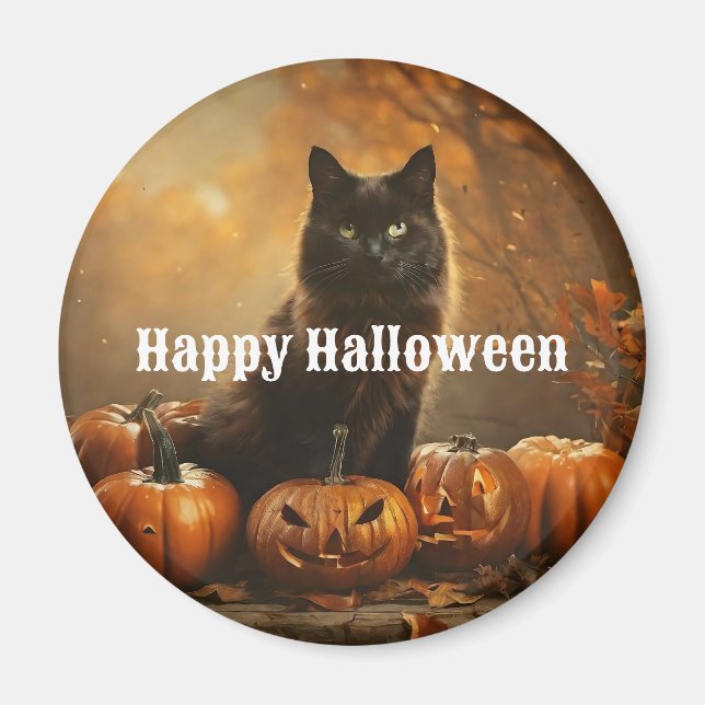 Imán Feliz Colección de Gatos Negros de Halloween (Frente)