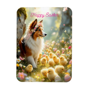 Imán Feliz Collie de Pascua y Chicas
