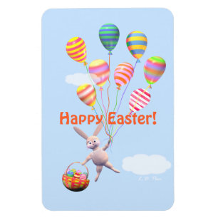 Imán Feliz Conejo de Pascua y Globos