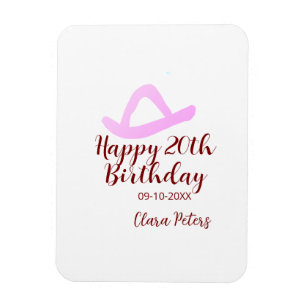 Imán Feliz cumpleaños 20 nombre de niña vaquera rosa fe