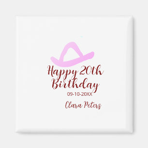 Imán Feliz cumpleaños 20 nombre de niña vaquera rosa fe