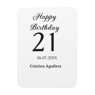 Imán Feliz cumpleaños 21 letras negritas nombre simple