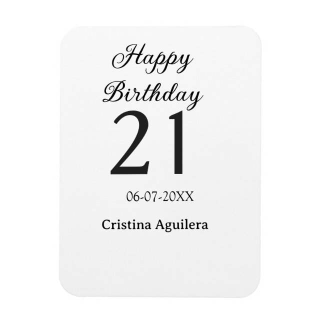 Imán Feliz cumpleaños 21 letras negritas nombre simple  (Vertical)