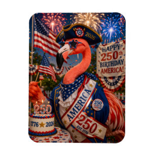 Imán Feliz cumpleaños 250 a Flamingo América 4 de julio
