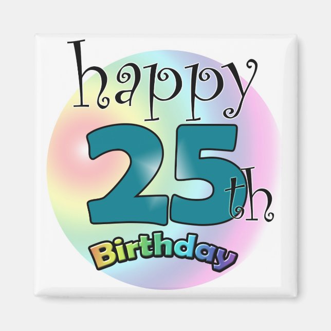 Imán Feliz cumpleaños 25 (negro) (Frente)