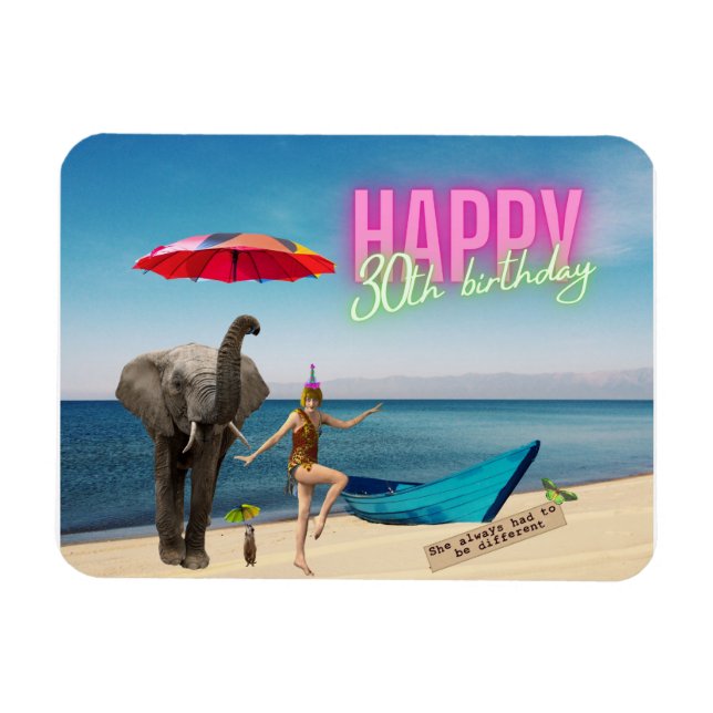 Imán Feliz cumpleaños 30, divertido (Horizontal)