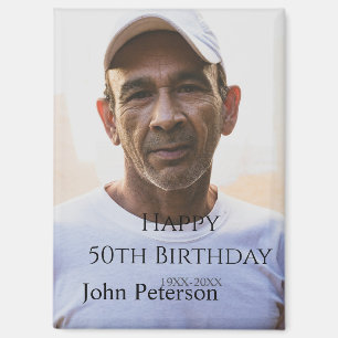 Imán Feliz cumpleaños 50 nombre foto año hombre simple