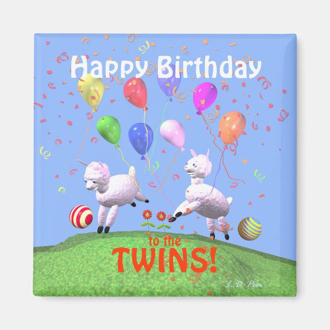 Imán Feliz cumpleaños a los gemelos (Frente)