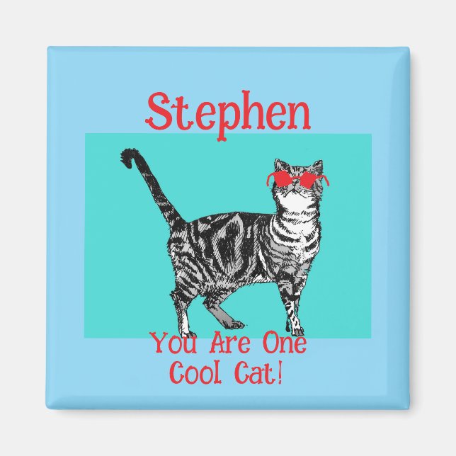 Imán Feliz cumpleaños a tu esposo de gatos de Tabby en  (Frente)