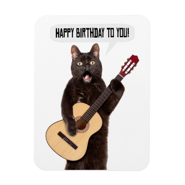 Imán Feliz cumpleaños al gato cantando y tocando guitar (Vertical)