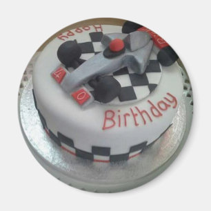 Imán feliz cumpleaños auto de carreras