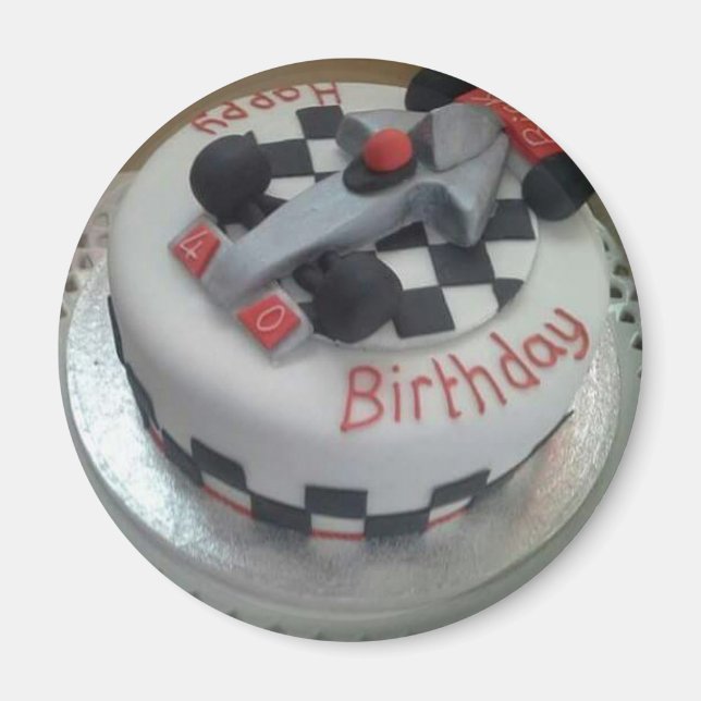 Imán feliz cumpleaños auto de carreras (Frente)
