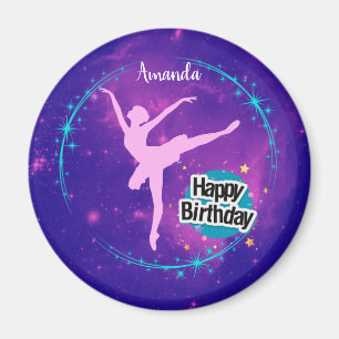 Imán Feliz cumpleaños Ballerina Galaxy personalizado   