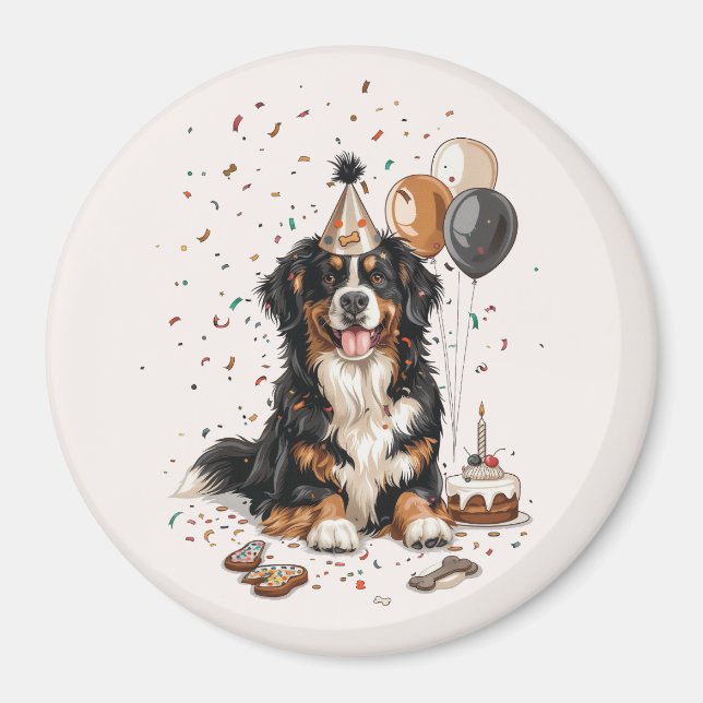 Imán Feliz cumpleaños Bernese Mountain Dog (Frente)