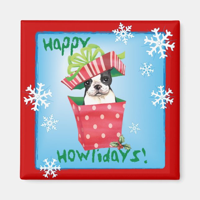 Imán Feliz cumpleaños Boston Terrier (Frente)