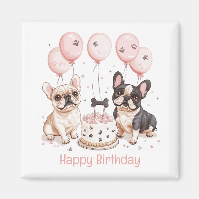 Imán Feliz cumpleaños Bulldoges franceses cumpleaños Pa (Frente)