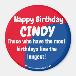 Imán Feliz cumpleaños CINDY Magnet