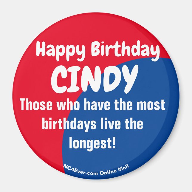 Imán Feliz cumpleaños CINDY Magnet (Frente)