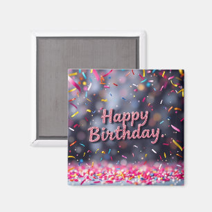 Imán Feliz cumpleaños, coloridos pastelitos y dulces
