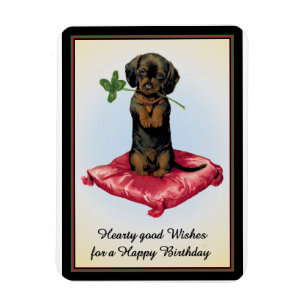 Imán Feliz cumpleaños con Cute Dachshund