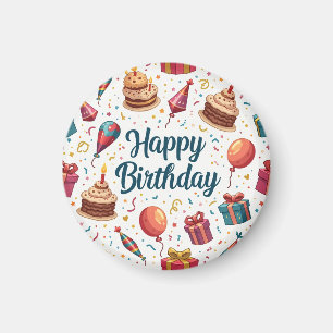 Imán Feliz cumpleaños con globos y pasteles