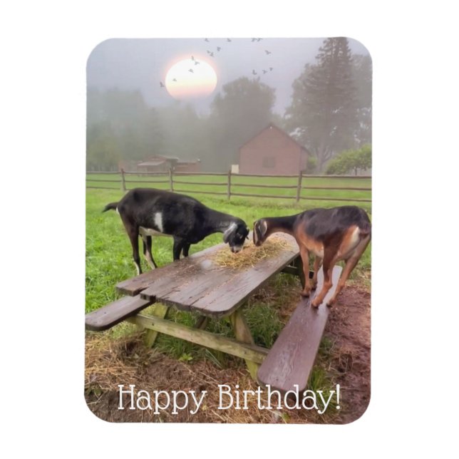Imán Feliz cumpleaños de las cabras del atardecer (Vertical)