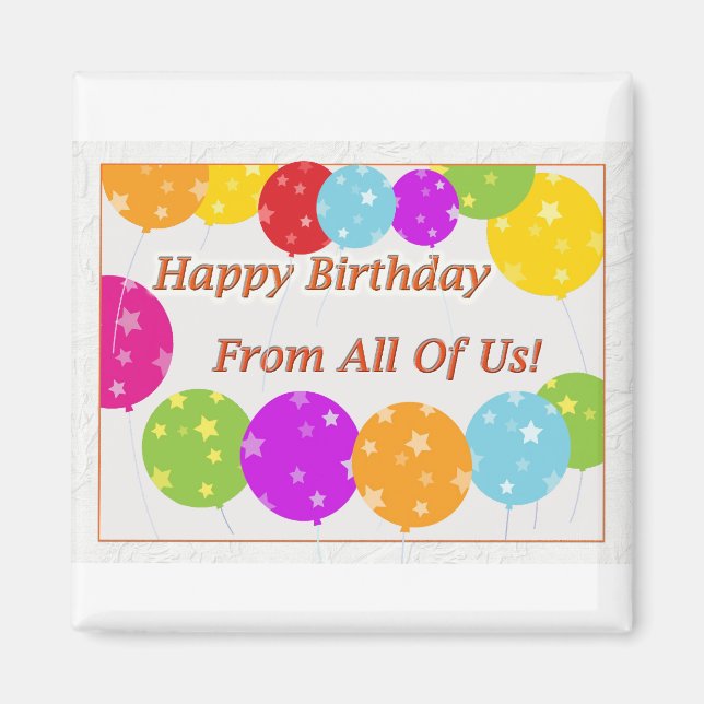 Imán Feliz Cumpleaños De Todos Los Brillantes Globos De (Frente)