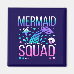 Imán Feliz Cumpleaños Diseño de Fiesta de Sirenas en el