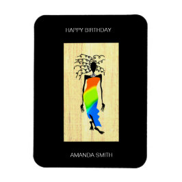 Imán Feliz cumpleaños, elegante y elegante mujer africa