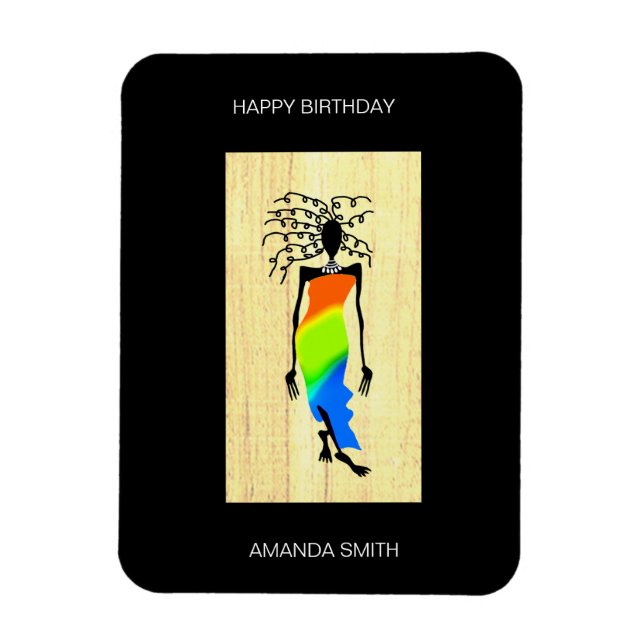 Imán Feliz cumpleaños, elegante y elegante mujer africa (Vertical)