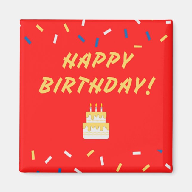 Imán Feliz cumpleaños en rojo (Frente)