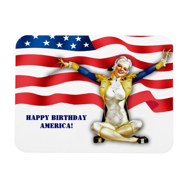 Imán Feliz cumpleaños, Estados Unidos. Regalo de diseño (Horizontal)