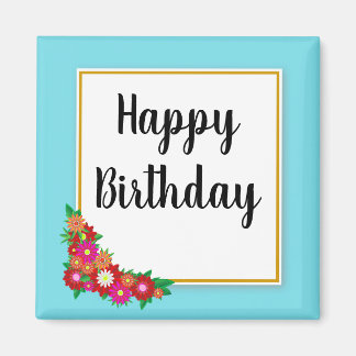 Imán Feliz cumpleaños Floral Country Square Magnet