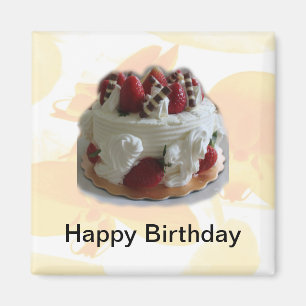 Imán feliz cumpleaños fresa, pastel de chocolate