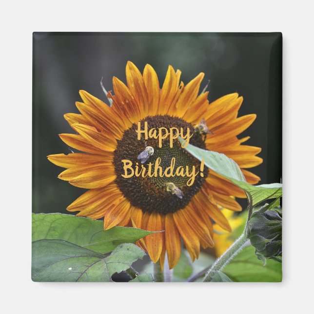 Imán Feliz cumpleaños, Golden Sunflower (Frente)