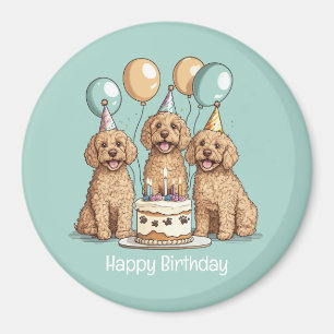 Imán Feliz cumpleaños Goldendoodle Dogs