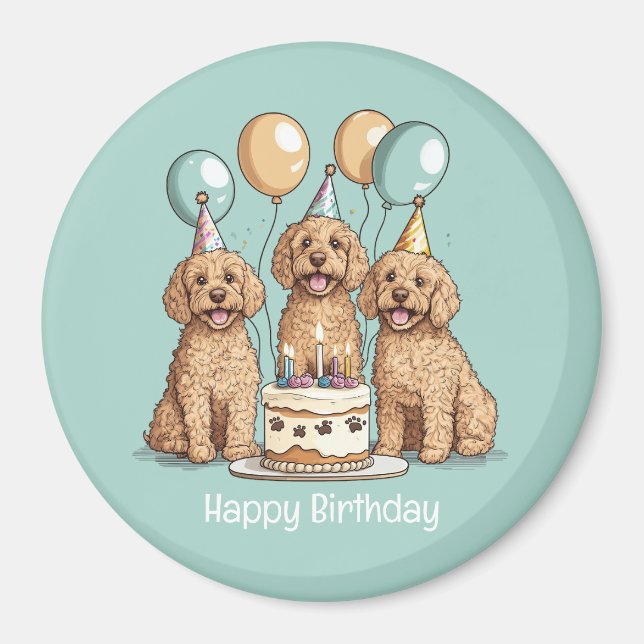 Imán Feliz cumpleaños Goldendoodle Dogs (Frente)