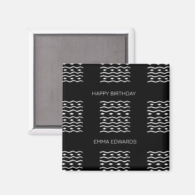 Imán Feliz cumpleaños, hábil patrón étnico (Anverso/Reverso)
