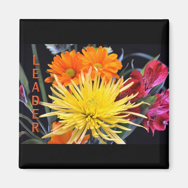 Imán Feliz cumpleaños, jefe de flores (Frente)